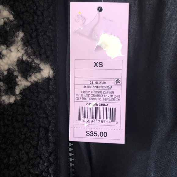 SALE 🚨 Wild Fable Sherpa Jacket NWT Black Butterfly Print - XS - Picture 7 of 10